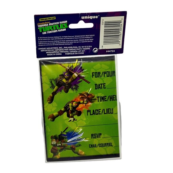 TMNT Teenage Mutant Ninja Turtles Nickelodeon Party Invitations 8 ct new - Picture 2 of 2